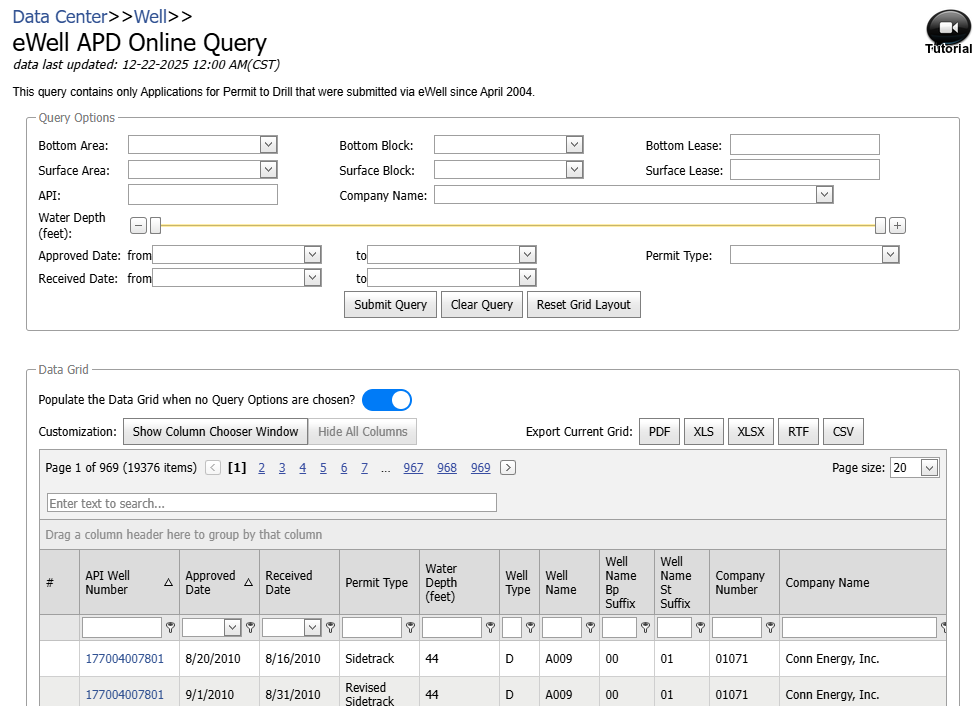 BSEE eWell APD Data Sample