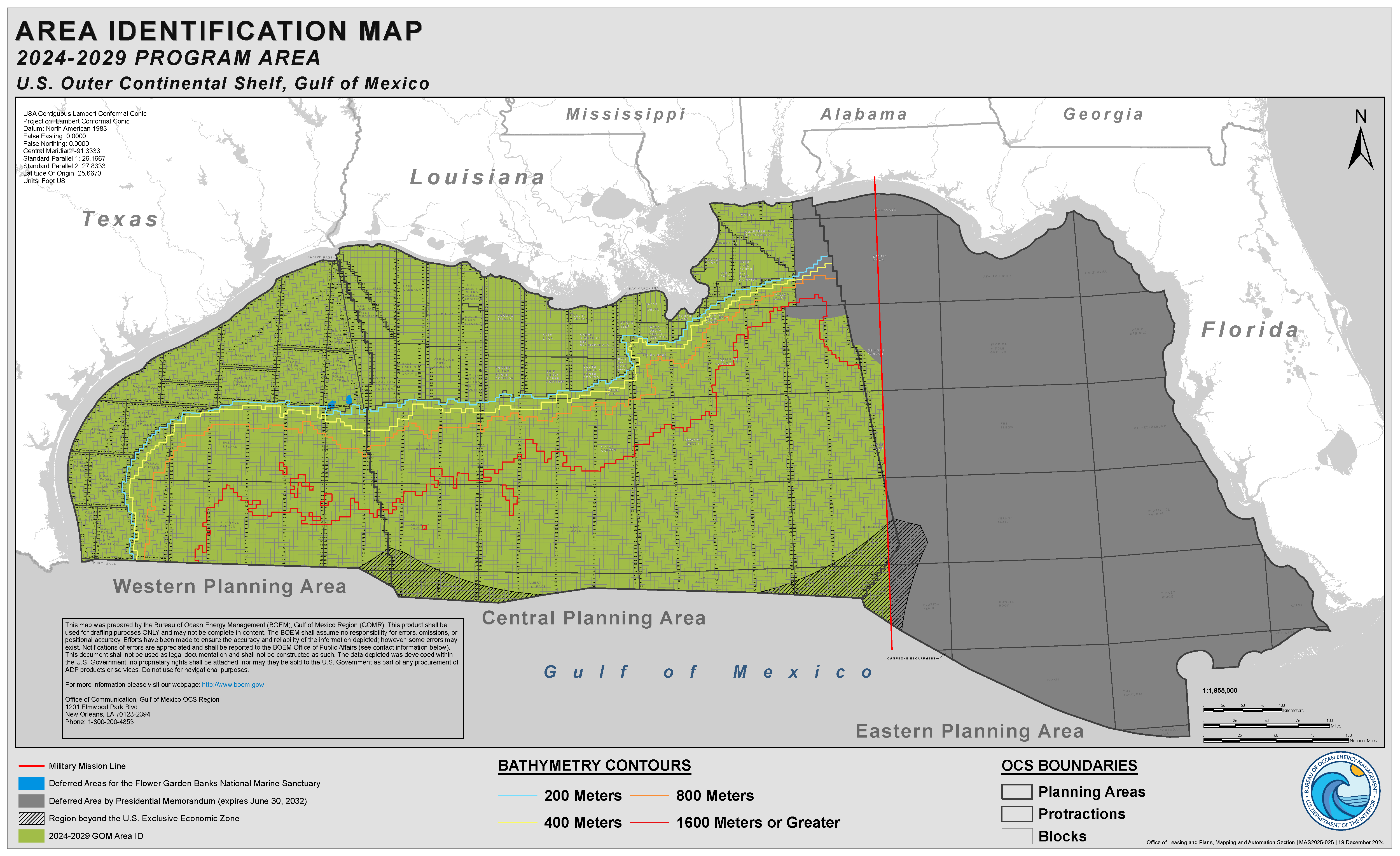 AREA IDENTIFICATION MAP - 2024-2029 PROGRAM AREA - U.S. Outer Continental Shelf, Gulf of Mexico